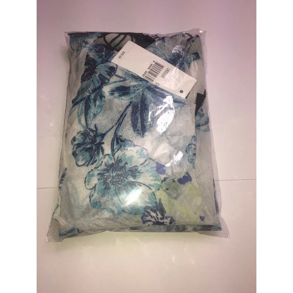 Cejon Peaceful Poppy Cover Up in Blue with Fringes